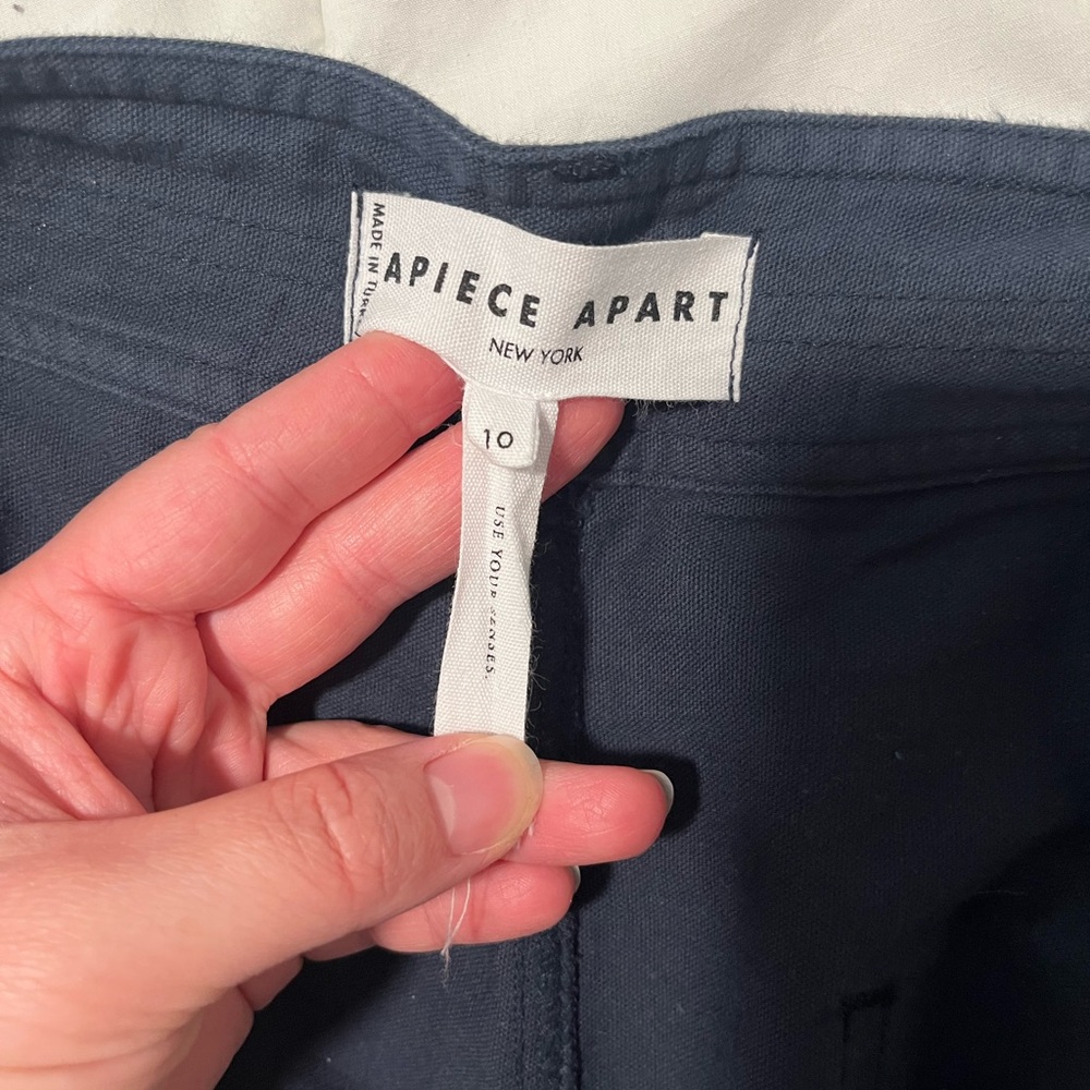 Apiece Apart navy cotton wide leg trousers